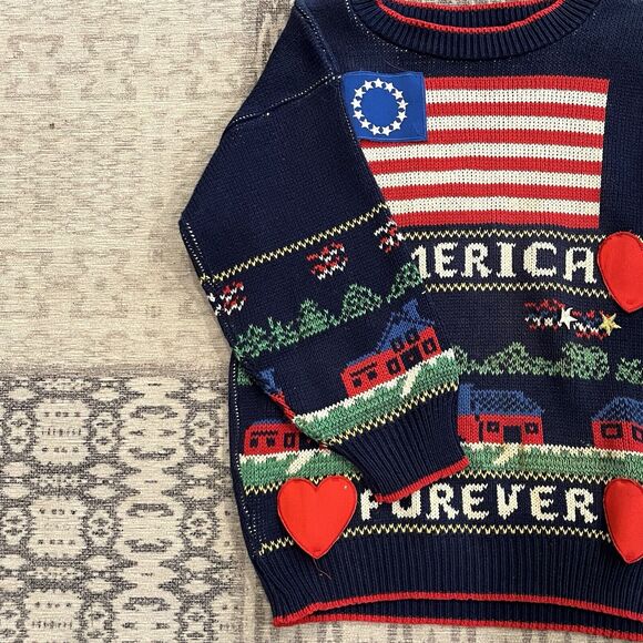 Sweater Loft Womens Patriotic Sweater Small Vintage America Forever Made In USA - Picture 6 of 11